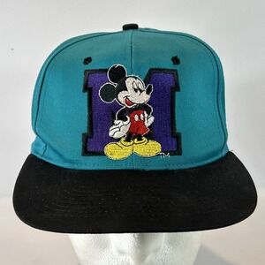 Vintage Mickey Mouse Hat Cap Snap Back Drew Pearson Blockhead 90's Disney